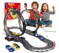 YOOHBERRYS Pista Macchine Telecomandate, 1:64 Piste Elettriche Piste Auto Con 2 Macchine, USB, Comandi, Contatore, Passaggio A 360°, Giocattoli Regali Piste da Corsa Bambini 3 4 5 6 7 8 Anni (308CM)