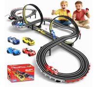 YOOHBERRYS Piste Corsa Elettriche Extra-Lungo Pista Macchine - 4 LED Auto | 1:64 Pista Macchine Telecomandate Piste Auto-Contatore, USB & Batteria, Loop 360°, Giocattoli Regali Piste Corsa Bambini 3+