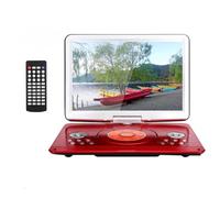 YOOHOO Lettore DVD portatile con schermo LCD da 16,9" Lettore DVD da viaggio per bambini Adattatore per auto ricaricabile Supporto Scheda SD USB AV IN/OUT Telecomando Rosso