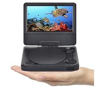 YOOHOO Mini lettore DVD portatile da 9,5" per auto e bambini con schermo girevole HD da 7,5" supporta tutte le regioni, multi regione, lettori DVD per auto per bambini, auricolare/USB/ingresso AV