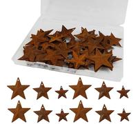 YOOHUA 66 stelle in metallo arrugginito in 3 misure, 2,5 cm, 3,8 cm, 5 cm, mini stelle da appendere, antiche primitive, rustiche, country, stagno, acciaio, stelle, accenti per fai da te, decorazione
