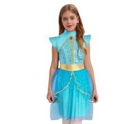 YOOJIA Bambino Ragazza Costume Principessa Araba Abito Arabian Princess Senza Maniche Abiti Di Compleanno Halloween Cielo Blu 13-14 anni