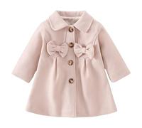 YOOJIA - Cappotto per Feste e Vacanze, con Arco, Mantello Carino per Bambini, Maniche Lunghe, Vestito con Bottoni, Mantello di Natale per Bambina, 6 Mesi - 3 Anni, beige, 9-12 Mesi