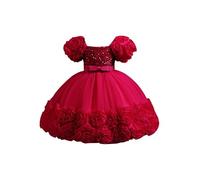 YOOJIA Concorso Bellezza Bambina 3D Grande Fiore Party Dress Girocollo Senza Maniche Abito Con Cerniera Invisibile Indietro Perfetto Matrimoni di Compleanno 18 Mese-7 Anni, Bordeaux, 18-24 Mesi