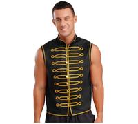 YOOJIA Punk Festival Rave Style Vaquero Uomo Adulto Vichingo Vintage Steampunk Collo Alto Gilet Pirata Senza Maniche Costume Medievale Rinascimento S-3 Xl Nero L