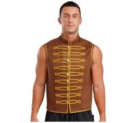 YOOJIA Punk Festival Rave Style Vaquero Uomo Adulto Vichingo Vintage Steampunk Collo Alto Gilet Pirata Senza Maniche Costume Medievale Rinascimento S-3 Xl Marrone L