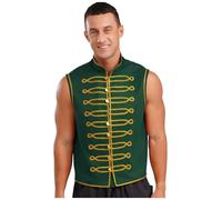 YOOJIA Punk Festival Rave Style Vaquero Uomo Adulto Vichingo Vintage Steampunk Collo Alto Gilet Pirata Senza Maniche Costume Medievale Rinascimento S-3 Xl Verde L