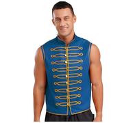 YOOJIA Punk Festival Rave Style Vaquero Uomo Adulto Vichingo Vintage Steampunk Collo Alto Gilet Pirata Senza Maniche Costume Medievale Rinascimento S-3 Xl Blu L