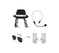YOOJIA Set Cappello Fedora Sequine Festa Kit Accessori Disco Occhiali Sole | Costumi Degli Anni ' E ',Costume Una Star Della Danza,Lucido,Retro,Set Accessori Disco ',Cosplay ',Carnevale,Per Halloween