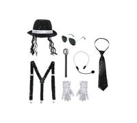 YOOJIA Set Cappello Fedora Sequine Festa Kit Accessori Disco Occhiali Sole | Costumi Degli Anni ' E ',Costume Una Star Della Danza,Lucido,Retro,Set Accessori Disco ',Cosplay ',Carnevale,Per Halloween
