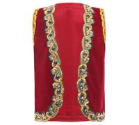 YOOJIA Top Da Festa A Tema Gilet Arabo Per Ragazzo Bambino Gilet Con Paillettes Costume Da Gioco Di Ruolo Fairy Tale Principe Abiti Di Halloween 4-14 Anni Rosso A 4-5 anni