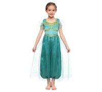 YOOJIA Tuta Principessa Per Ragazza Bambino, Vestito Principessa Araba Costume Halloween Collant Con Paillettes Abiti Da Gioco Di Ruolo 5-16 Anni Verde 5-6 anni