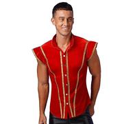 YOOJIA Uomo Gilet Cirque Ringmaster Costume da artista Signore Leale Uniforme Carnevale Natale senza maniche Jacket Cappotto, rosso, XXXL