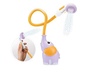 Yookidoo - Doccia da bagno con elefante viola, gioco da bagno e doccia per il risveglio dei sensi, spruzzatore per doccetta, regalo per bambini da 0 a 2 anni