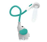 Yookidoo Soffione doccia a forma di elefante, con beccuccio a forma di elefante, controlla il flusso d'acqua da 2 manopole per il massimo divertimento nella vasca o nel lavandino, per neonati (grigio