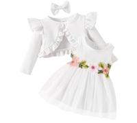 Yoolhamy Bambina Vestito e Cardigan Set Manica Lunga Cotone Principessa Tutu Abiti con Cappotto Outfit per Bambine