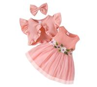 Yoolhamy Bambina Vestito e Cardigan Set Manica Lunga Cotone Principessa Tutu Abiti con Cappotto Outfit per Bambine