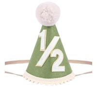 Yoolhamy Cappello per 1/2 di compleanno, per bambini, per metà compleanno, fatto a mano, ideale per 6 mesi, festa miliare, torta e oggetti di scena per foto a metà strada (verde 1)