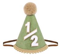Yoolhamy Cappello per 1/2 di compleanno, per bambini, per metà compleanno, fatto a mano, ideale per 6 mesi, festa miliare, torta e oggetti di scena per foto a metà strada (verde 2)