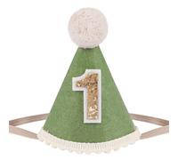 Yoolhamy Cappello per il primo compleanno per bambine e ragazzi, realizzato a mano, in feltro, con pompon, decorazione per torte, servizi fotografici e feste (verde)
