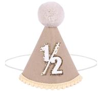 Yoolhamy Cappello per Mezza Compleanno 1/2 per Neonati e Bambini, Cappello per Mezza Compleanno Fatto a Mano - Ideale per Celebrazioni del 6° Mese, Frantumi di Torta e Accessori Fotografici a Metà