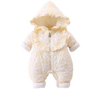 Yoolhamy Pagliaccetto Neonato Invernale Bambino Ragazze Tuta da Neve Inverno Cappotto Spessa Cerniera Antivento con Cappuccio Pile Capispalla (Ruffle Yellow, 6-9mesi)
