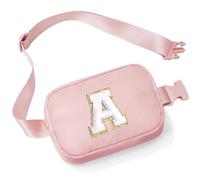 YOOLIFE Marsupio con lettere per bambini e bambine, regalo per ragazze 3 4 5 6 7 8 9 10 11 12 anni, personalizzato per adolescenti regali per donne fidanzate sorelle mamma, Colore: rosa., A