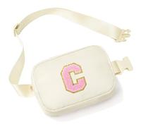 YOOLIFE Marsupio con lettere per bambini e bambine, regalo per ragazze 3 4 5 6 7 8 9 10 11 12 anni, personalizzato per adolescenti regali per donne fidanzate sorelle mamma, beige., C