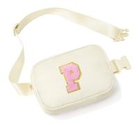 YOOLIFE Marsupio con lettere per bambini e bambine, regalo per ragazze 3 4 5 6 7 8 9 10 11 12 anni, personalizzato per adolescenti regali per donne fidanzate sorelle mamma, beige., P