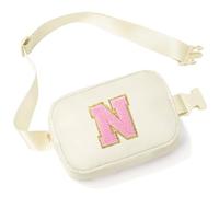 YOOLIFE Marsupio con lettere per bambini e bambine, regalo per ragazze 3 4 5 6 7 8 9 10 11 12 anni, personalizzato per adolescenti regali per donne fidanzate sorelle mamma, beige., N