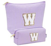 YOOLIFE Regalo per ragazze e donne, trousse da viaggio per trucchi con lettere, regalo di compleanno per donne, adolescenti, ragazze, fidanzate, sorelle, mamme, Lilla, W