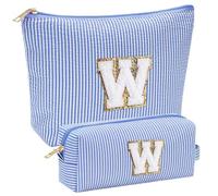 YOOLIFE Regalo per ragazze e donne, trousse da viaggio per trucchi con lettere, regalo di compleanno per donne, adolescenti, ragazze, fidanzate, sorelle, mamme, Blu, W