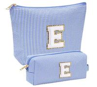 YOOLIFE Regalo per ragazze e donne, trousse da viaggio per trucchi con lettere, regalo di compleanno per donne, adolescenti, ragazze, fidanzate, sorelle, mamme, Blu, E