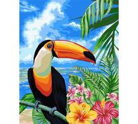 Yoonqun Tucano Dipingere con i Numeri Adulti,Fai da Te Paint by Numbers Kit con Pennelli Pittura a pigmento Acrilico per Adulti Bambini Olio su Tela Casa Parete Decora Regalo - con cornice,40x50cm