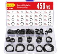 YOOPIN Kit assortito da 450 anelli elastici in acciaio, clip a C in acciaio (19 misure), set di anelli elastici M3-M28, anelli di sicurezza esterni per il fissaggio di assi, cuscinetti e parti mobili