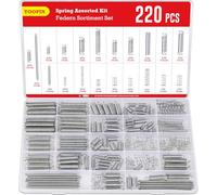YOOPIN Set di 220 molle a compressione e molle di tensione, molle elicoidali in acciaio al carbonio, 20 misure assortite, con custodia per riparazioni domestiche e fai da te