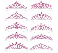 Yoosit Confezione da 10 diademi per compleanno da donna, con strass scintillanti, corone da principessa, in metallo rosa, argento, oro, per bomboniere, matrimoni, balli studenteschi, rimpatriate