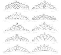 Yoosit Confezione da 10 diademi per compleanno da donna, con strass scintillanti, corone da principessa, in metallo rosa, argento, oro, per bomboniere, matrimoni, balli studenteschi, rimpatriate