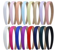 Yoosit Confezione da 16 cerchietti per capelli rivestiti in tessuto di raso multicolore, sottili, a tinta unita, in plastica, per donne, uomini, ragazze, adolescenti, bambini (multicolore B, larghezza