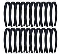 Yoosit Confezione da 20 cerchietti per capelli in plastica con rivestimento in tessuto satinato nero, larghi, per fai da te, base in tinta unita, fasce per capelli rigide (nero A)