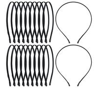 Yoosit Confezione da 20 fasce per capelli in metallo fai da te (nero, A-0,5 cm di larghezza)