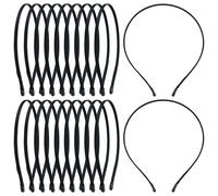 Yoosit Confezione da 20 fasce per capelli in metallo fai da te (nero, A-0,5 cm di larghezza)