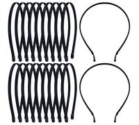Yoosit Confezione da 20 fasce per capelli in metallo fai da te (nero, B-0,7 cm di larghezza)