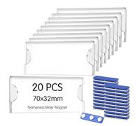 Yoosso 20 Pezzi Targhette Magnetiche Portanome, 75 x 30 Mm, Trasparenti