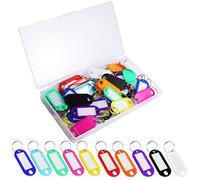 Yoosso 30 portachiavi scrivibili, 2,2 x 5 cm, in plastica, portachiavi colorati con etichetta finestra, per casa, ufficio, bagagli