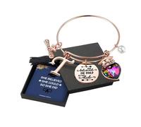 Yoosteel Braccialetti con iniziali per laurea 2025, braccialetti ispiratori incisi con scritta in lingua inglese "She Believed She could", regalo di laurea per lei, 7, Metallo, Nessuna pietra preziosa