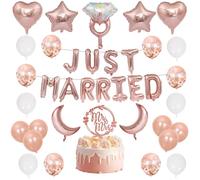 Yootiko Just Married - Set di palloncini per coppia di sposi, decorazione per matrimonio, decorazione per ufficio di registro, decorazione da tavolo, matrimonio, decorazione auto, coppia di sposi