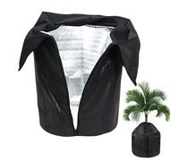 Yootiko Protezione termica per vaso nero, tessuto esterno Oxford con fodera isolante, cordino e chiusura lampo, copertura invernale per piante (nero, 65 x 70 cm)