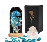 Yootiko Rosa eterna regalo per donne, rosa eterna in vetro con luce a LED, bella e la bestia, cupola di vetro con rose glitterate, infinito bouquet, decorazione per anniversario di Natale, per mamma