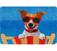 YOOTOM Tappeto Annodare Fai Da Te, Set di Tappeti da Ricamo, Cuscini Decorativi fai-da-te, Tappetino a gancio, Cane Modello Prestampato, 50x38cm